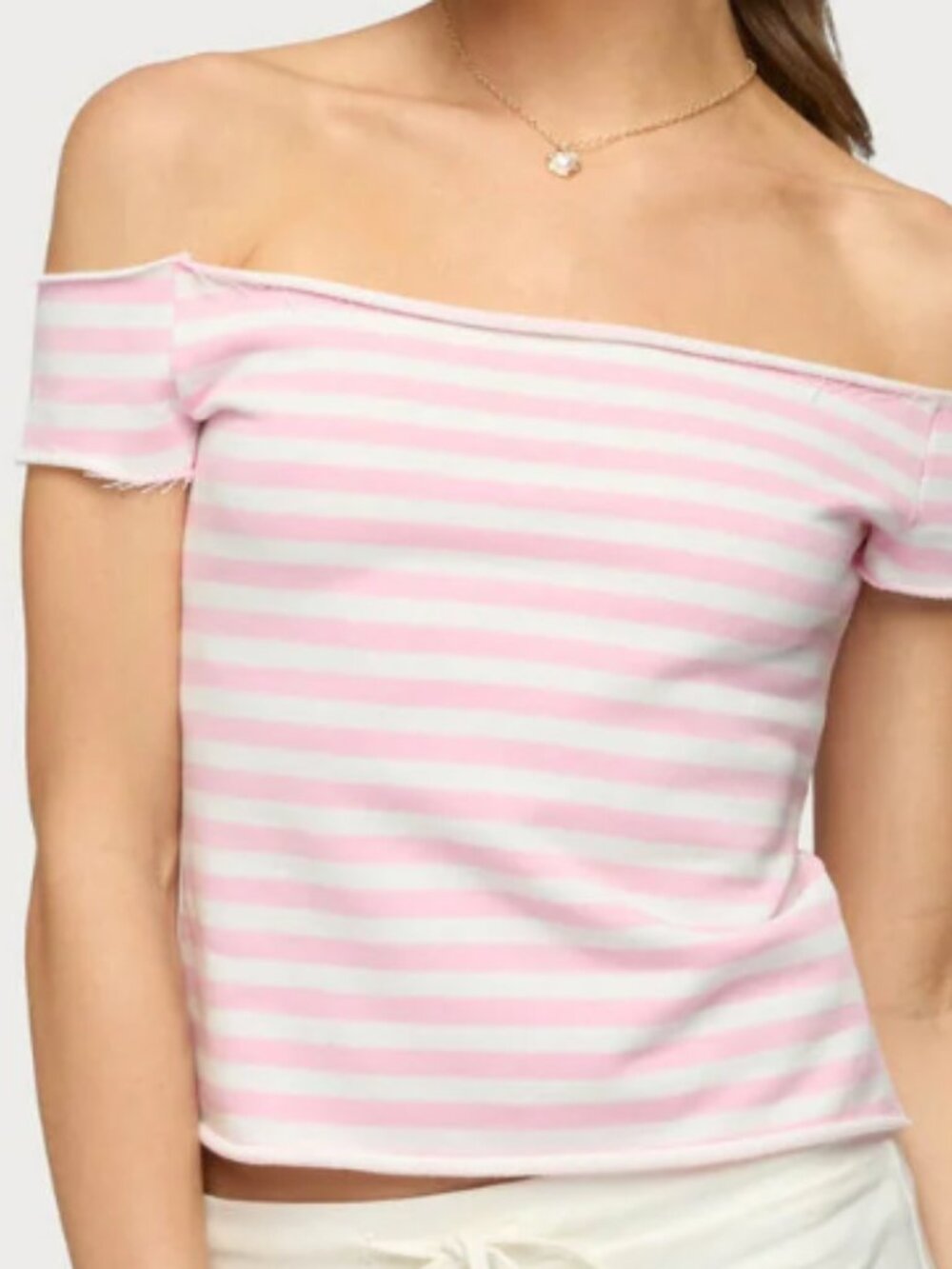 Edikted French Terry Striped Off Shoulder Top Size XS NWT